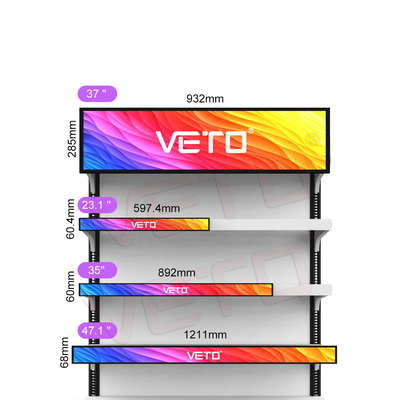 ΒΕΤΟ 23.1 ίντσες Ultra Wide Stretched Bar Lcd Display Indoor Advertising Media Player Ψηφιακή Εικόνα Τμήματος