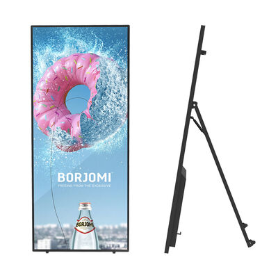 Ποιότητα 70 ιντσών 4K ανάλυση LCD διαφημιστική οθόνη φορητή ψηφιακή σήμανση με τροχούς εργοστάσιο